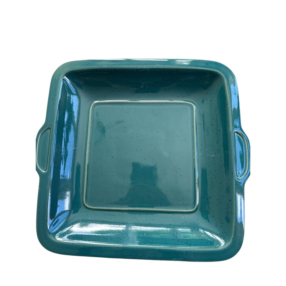 Denby Harlequin Square Serving Plate Teal Green Handcrafted‎ England 10.5in GOOD